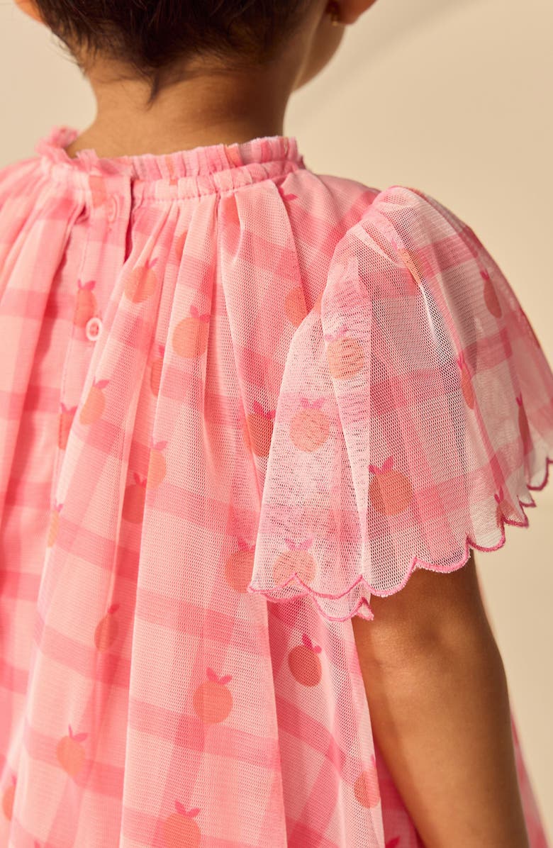 NEXT Kids' Check Mesh Party Dress, Alternate, color, Pink/ Orange