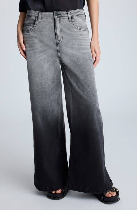 Gradient Dyed Wide Leg Jeans