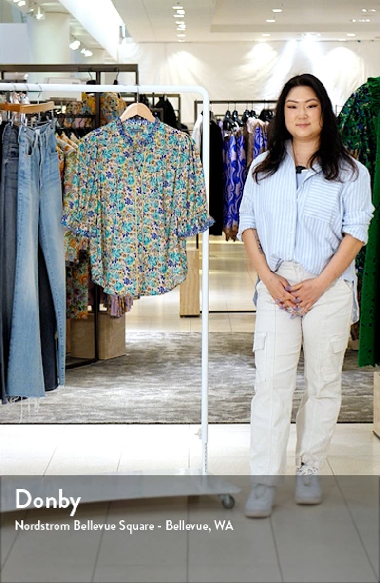 Print Ruffle Eyelet Shirt, sales video thumbnail