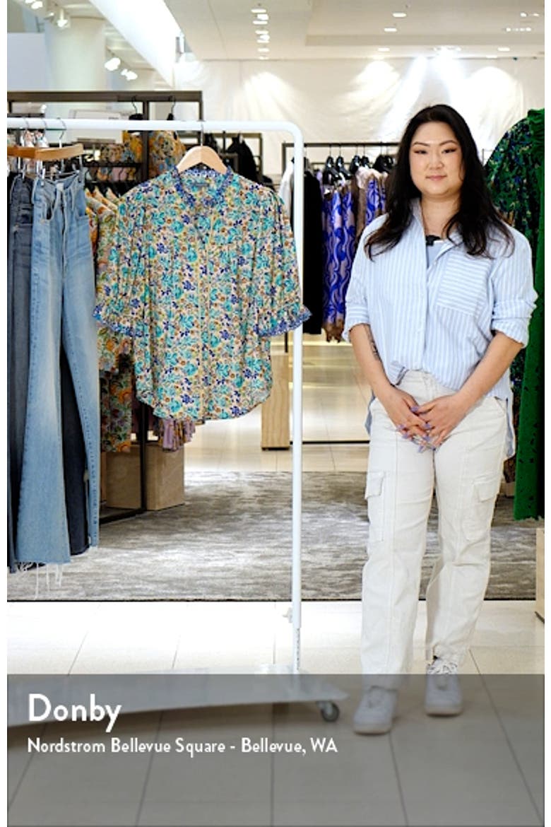 Print Ruffle Eyelet Shirt video