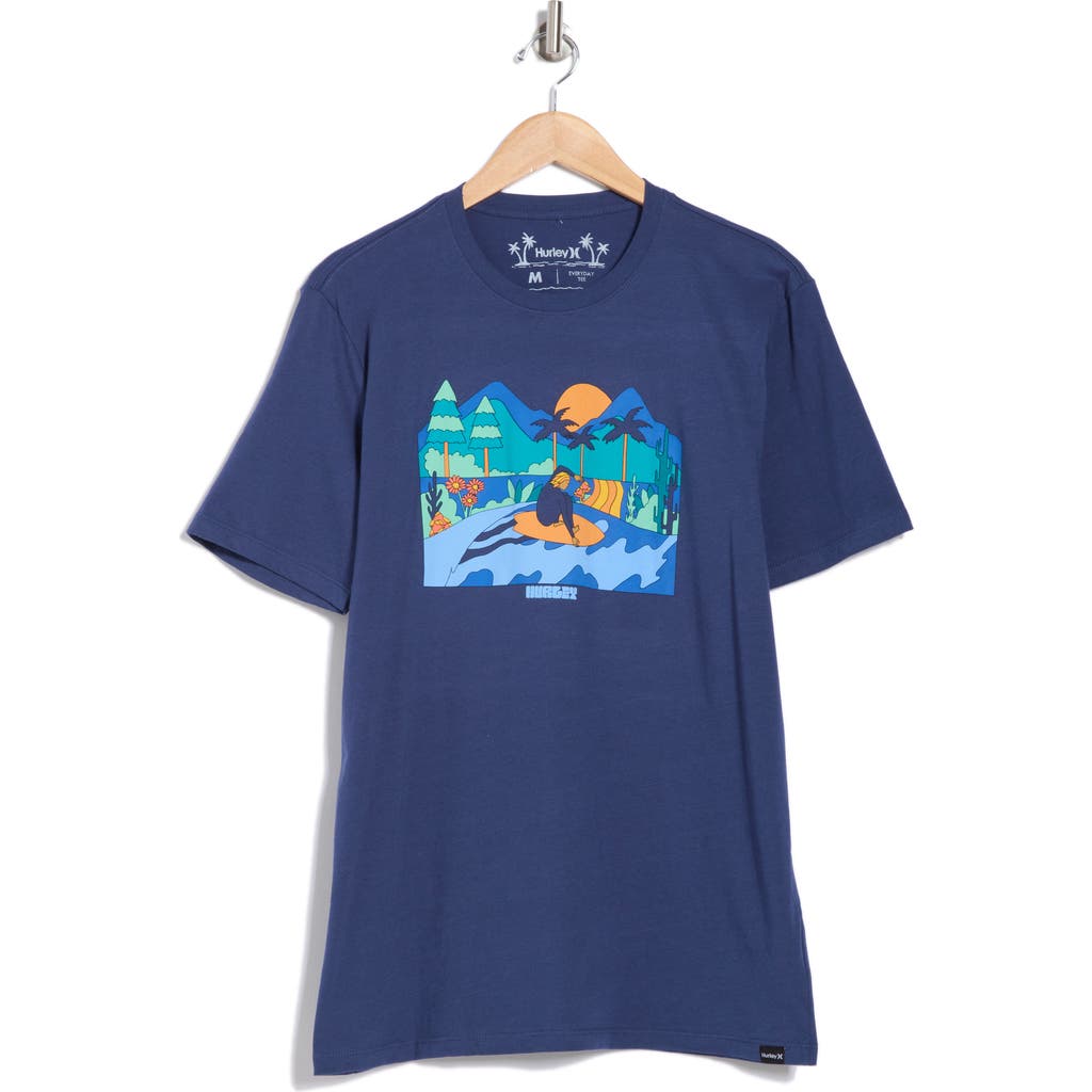 Hurley Surf Cotton Graphic T-shirt In Blue Void