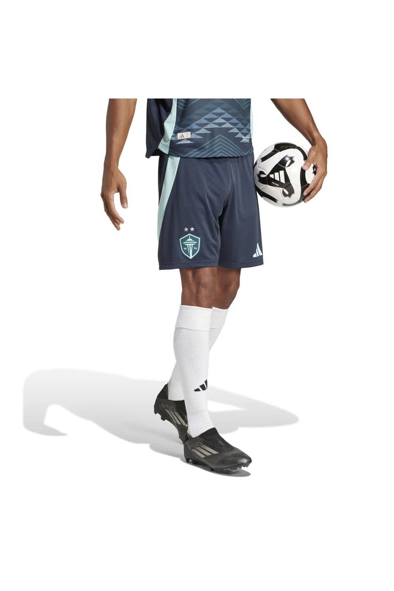 Men's adidas  Blue Seattle Sounders FC Away 2025 The Salish Sea Kit Authentic Shorts, Alternate, color, Blue
