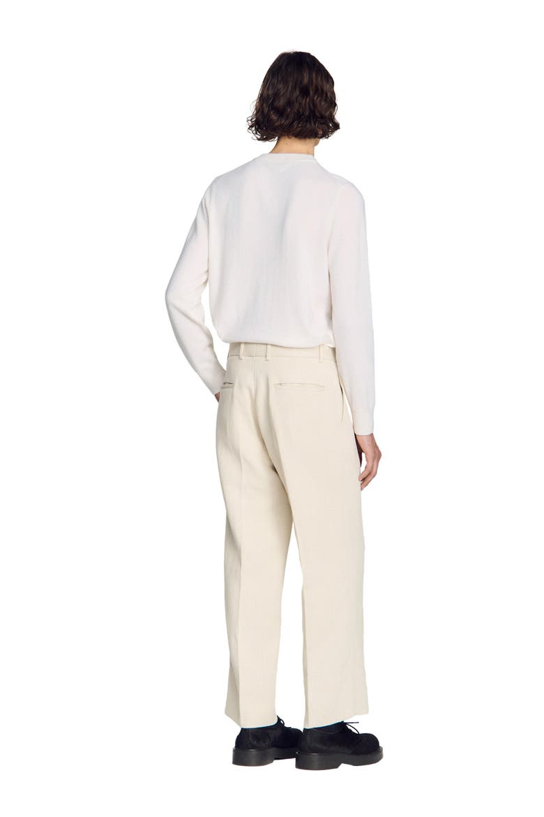 Wide-leg cotton linen trousers, Alternate, color, Ecru