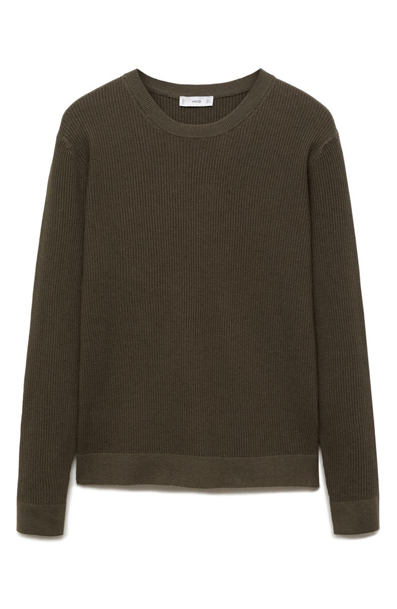 MANGO Rib Sweater, Alternate, color, Khaki Green