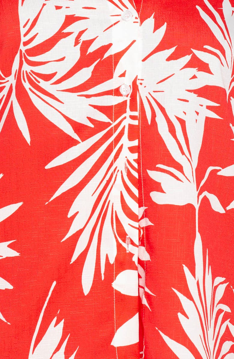 BUXOM COUTURE Tropical Short Sleeve Button-Up Top & Wide Leg Pants Set, Alternate, color,