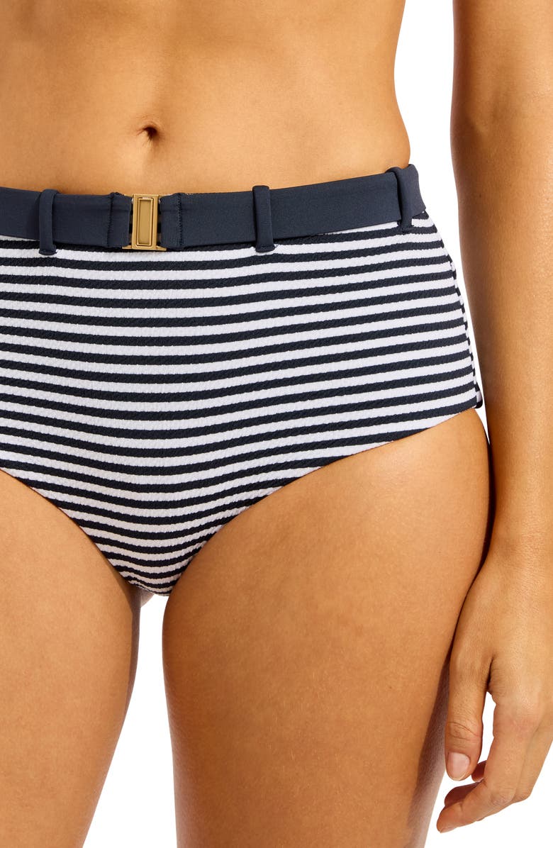 Seafolly Hollywood Belted Hipster Bikini Bottoms, Alternate, color, True Navy