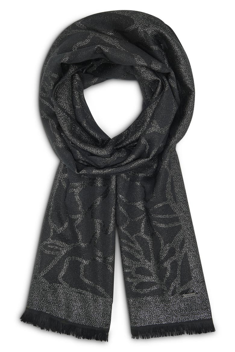 Metallic Floral Wrap, Alternate, color, BLACK