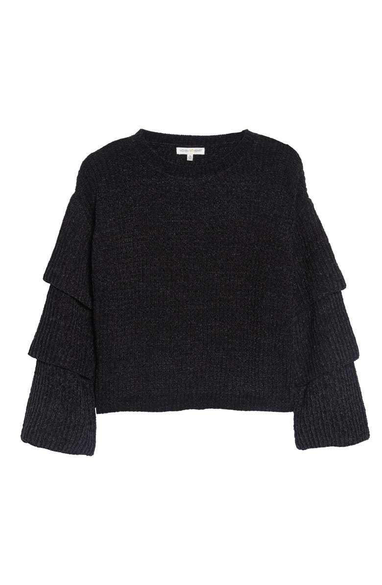 Woven Heart Triple Ruffle Sweater, Alternate, color,