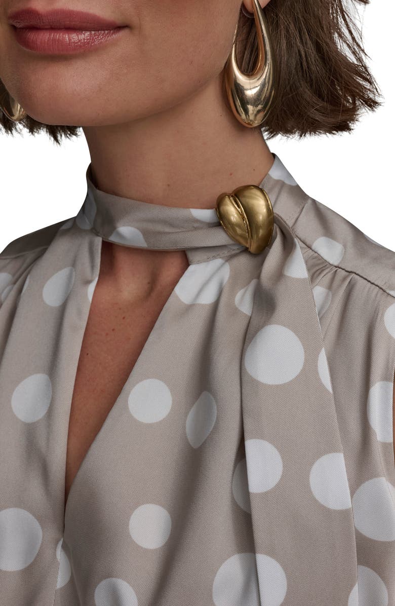 Donna Karan New York Print Scarf Sleeveless Midi Dress, Alternate, color, Clay/Cream