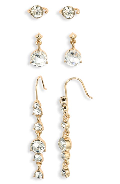 Set of 3 Crystal & Cubic Zirconia Earrings