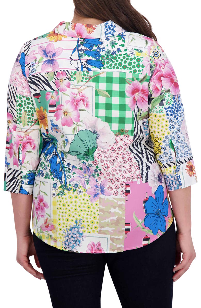 Foxcroft Mary Patchwork Floral Print Cotton Button-Up Shirt, Alternate, color, 