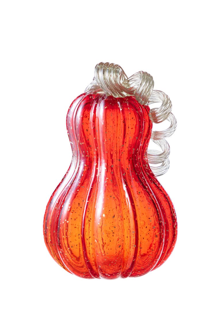 Fall Glass Gourd Pumpkins with Glitter, Alternate, color, Red