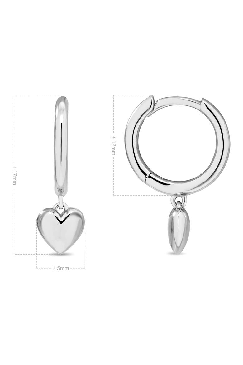 Sweet Heart Drop Hoop Earrings, Alternate, color, SILVER
