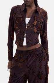 Desigual Devoré Velvet Floral Zip Top