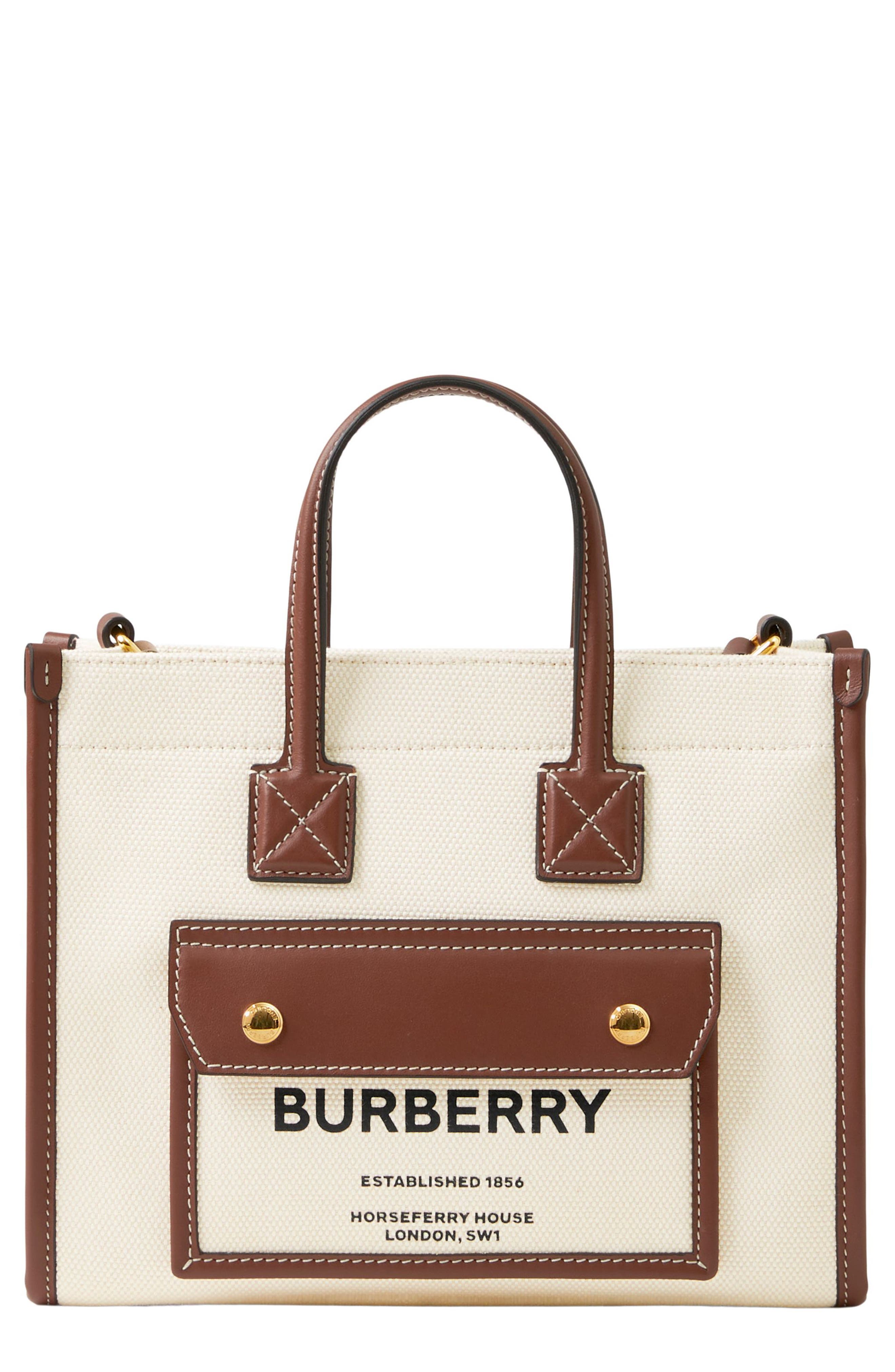 Burberry Mini Towner Horseferry Print Canvas & Leather Tote, Main, color, 