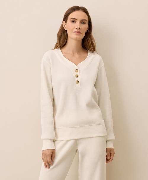 Pact Thermal Waffle Henley Pullover In White