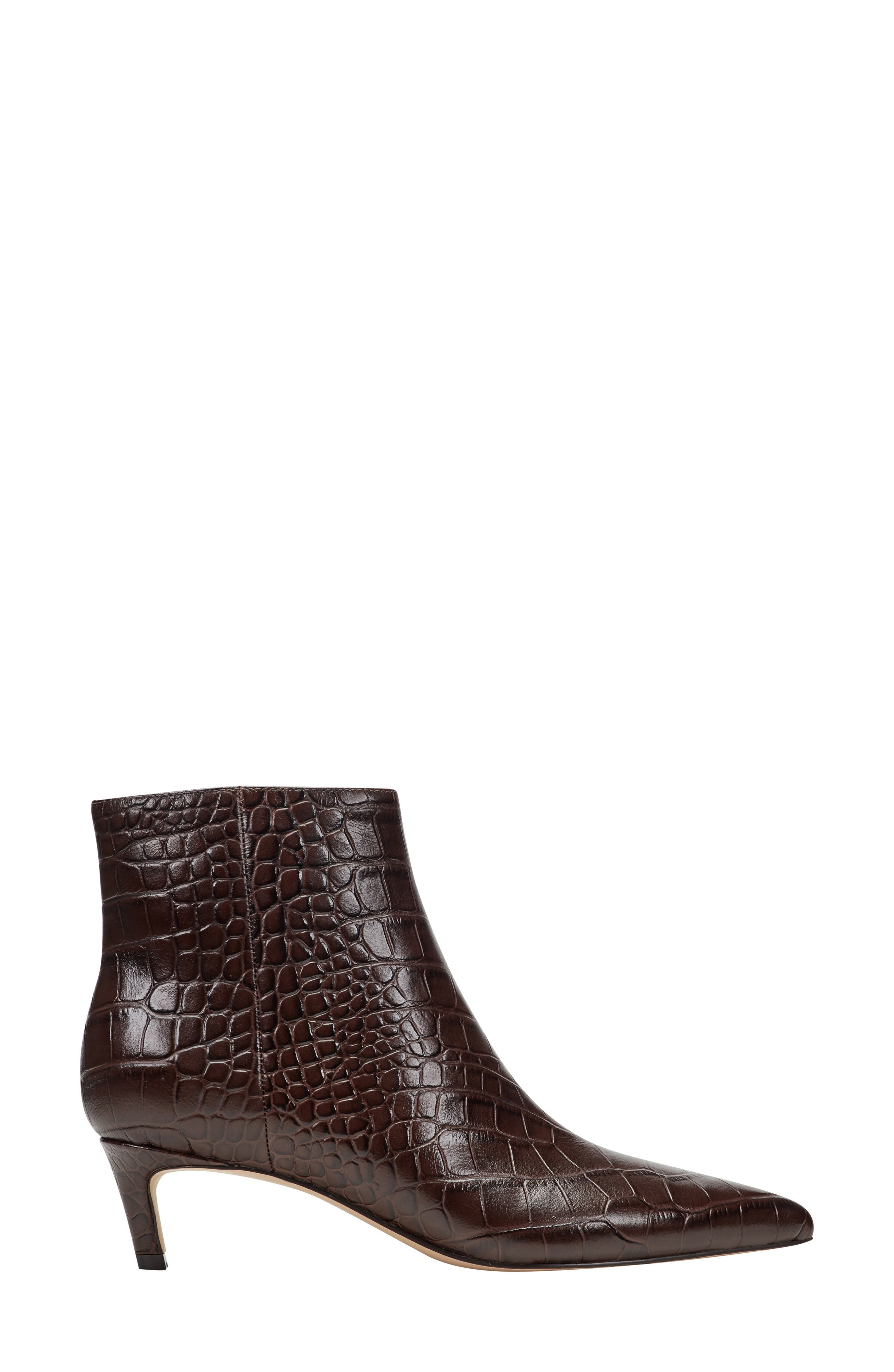Marc Fisher LTD Itzia Croc Embossed Bootie, Alternate, color, Dark Brown