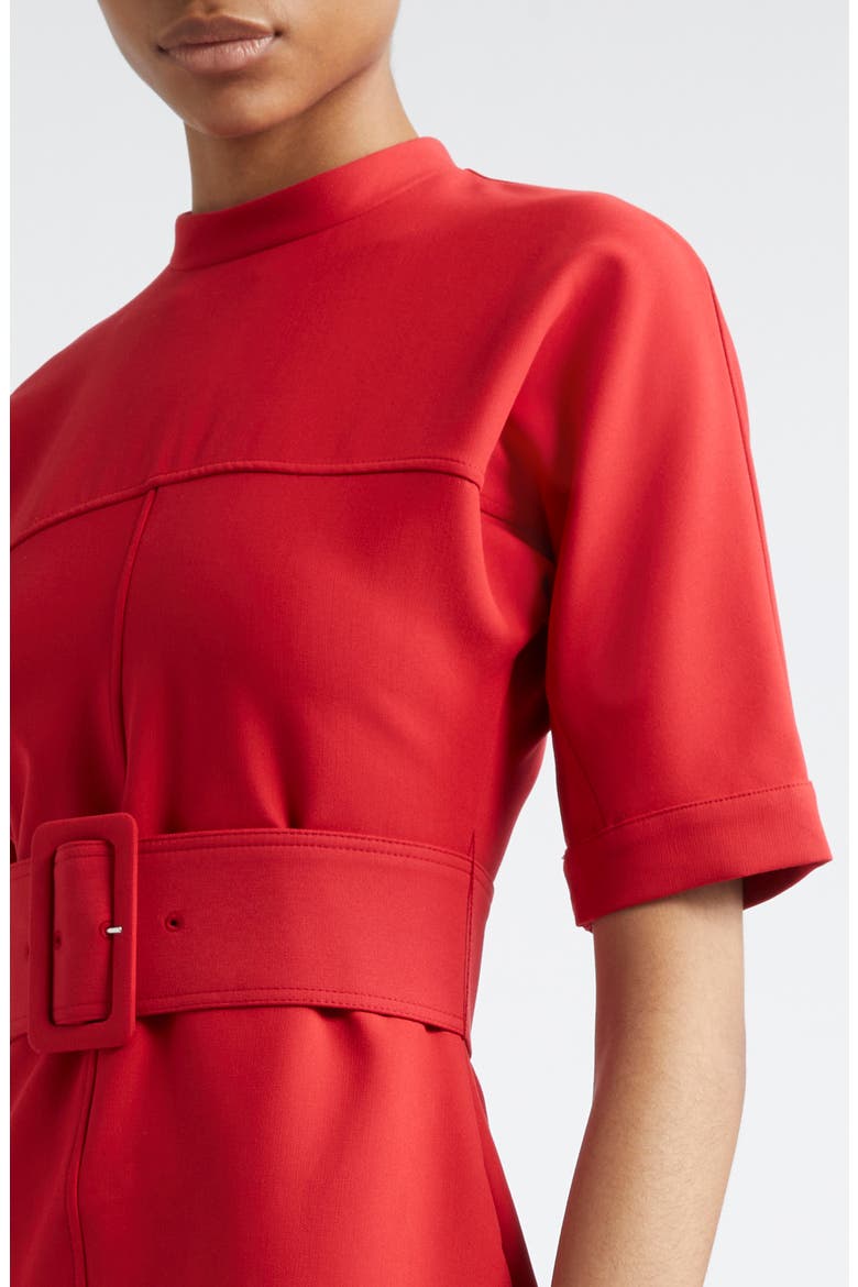 Naya Belted Mock Neck Dress, Alternate, color, RED