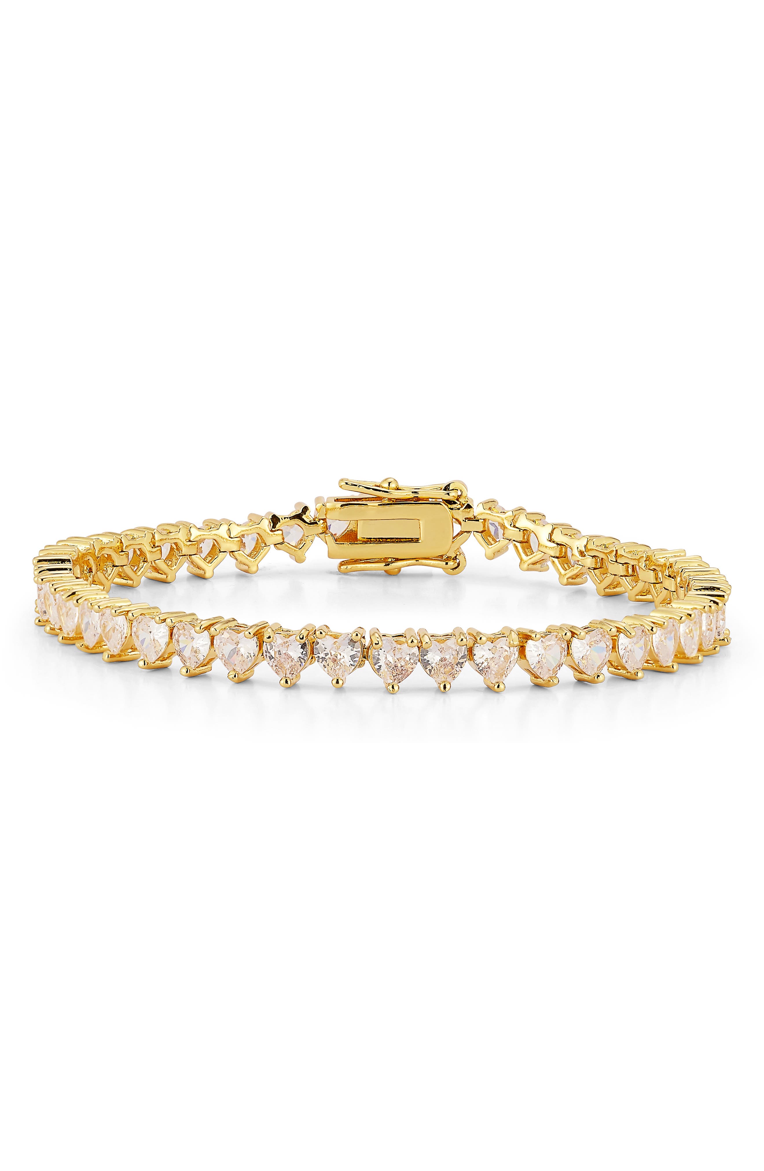 CHLOE AND MADISON Cubic Zirconia Heart Tennis Bracelet