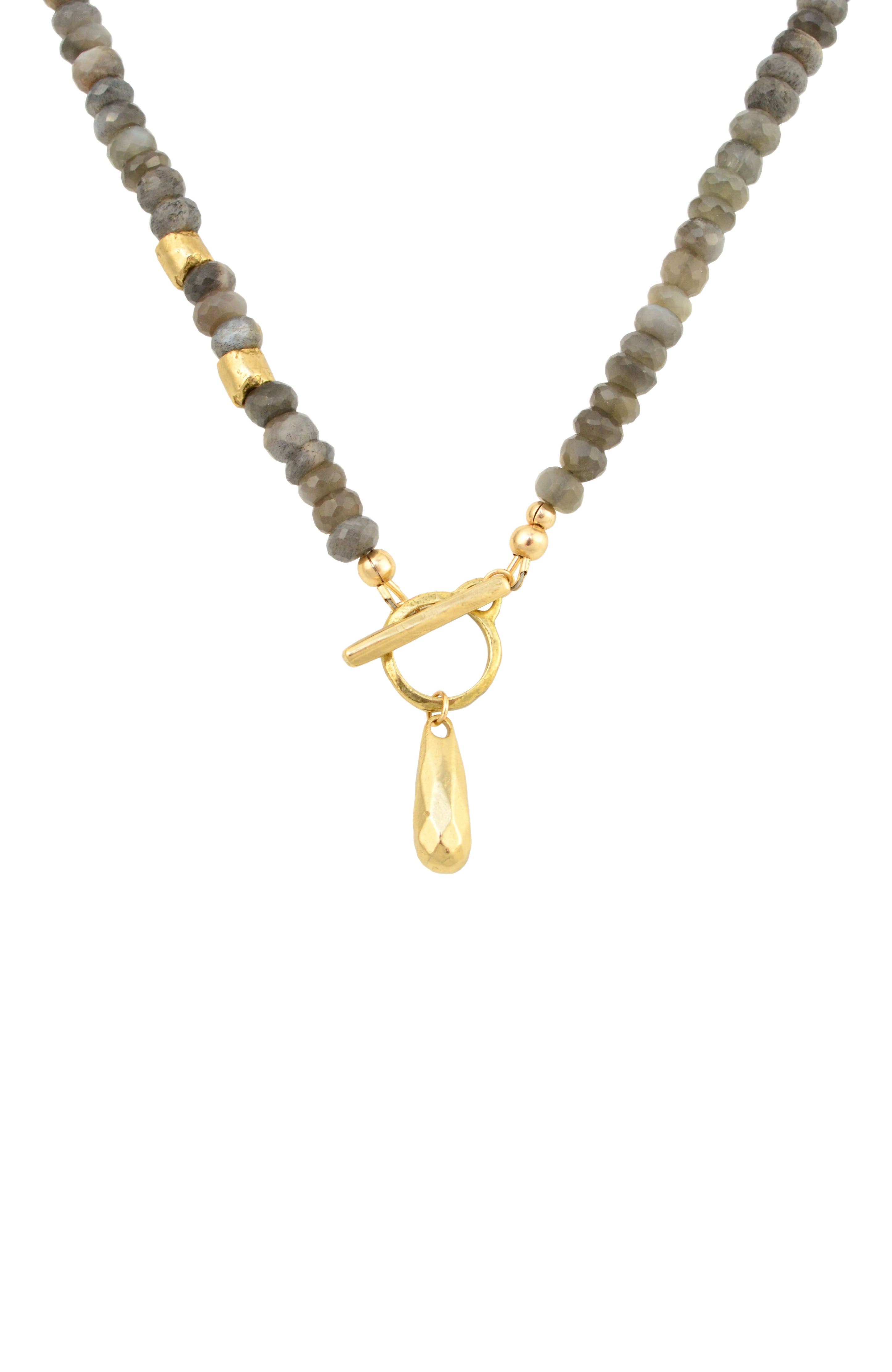 Collection 1304 Golden Teardrop Moonstone Necklace 