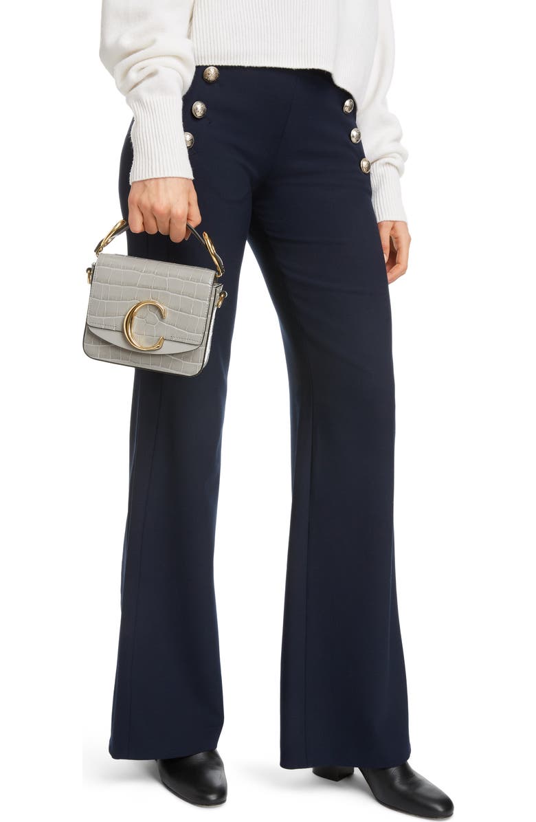 Chloé Mini C Croc Embossed Leather Satchel, Alternate, color,