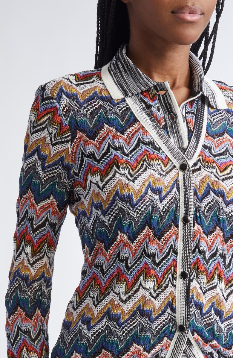 Missoni Zigzag Stripe Cardigan, Alternate, color, Blue Multi