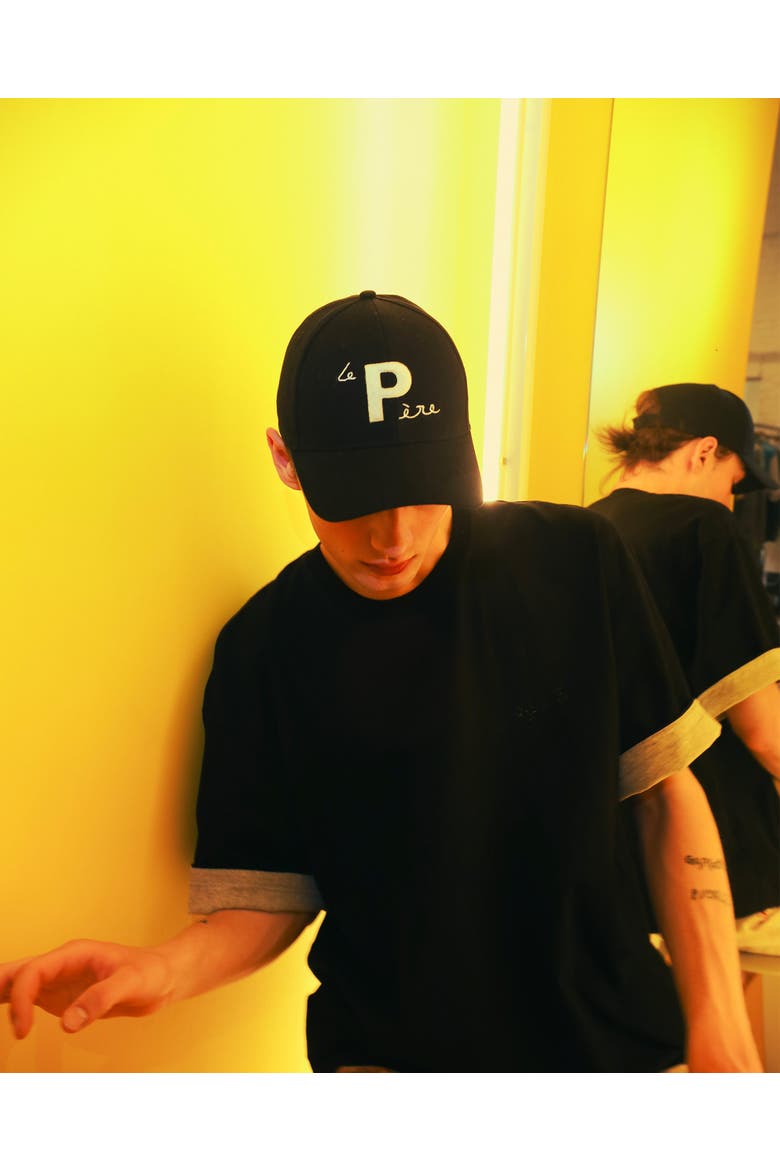 le PÈRE Black Logo Dad Cap, Alternate, color, Black