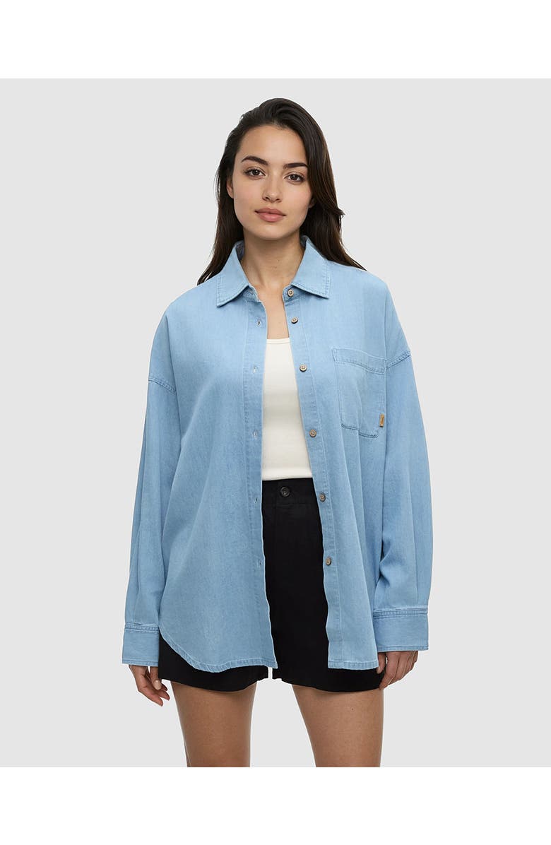 tentree Denim West End Shirt, Main, color, Light Wash