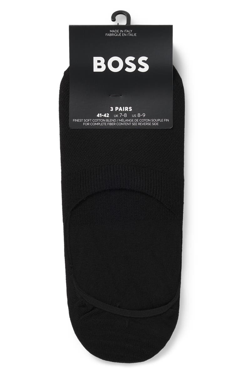 BOSS 3-Pack Logo No-Show Socks, Alternate, color, Black