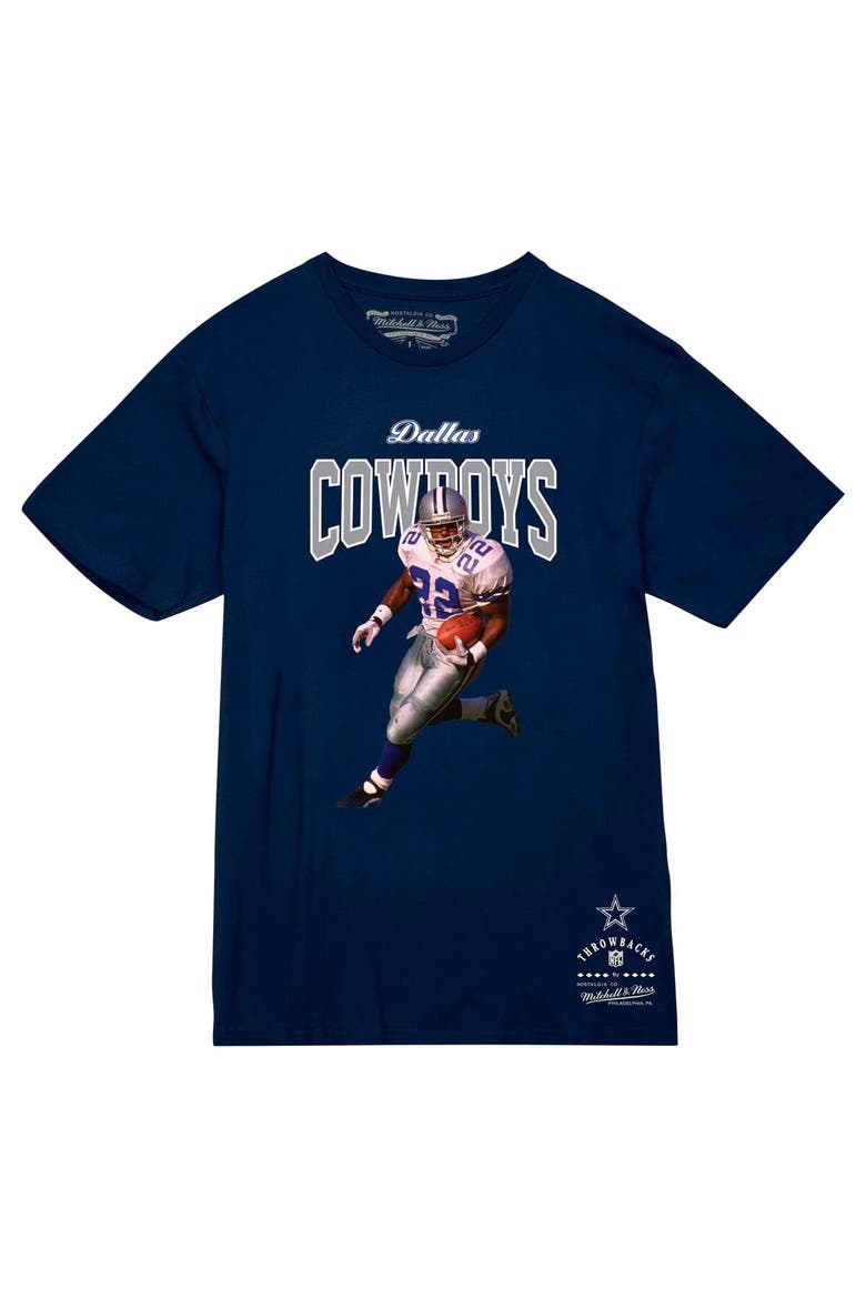 Men's Mitchell & Ness Emmitt Smith Navy Dallas Cowboys Sideline Retired Player T-Shirt, Alternate, color, Navy