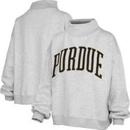 PRESSBOX Women's Pressbox Heather Gray Purdue Boilermakers Oversized Nelson Mock Neck Sweatshirt