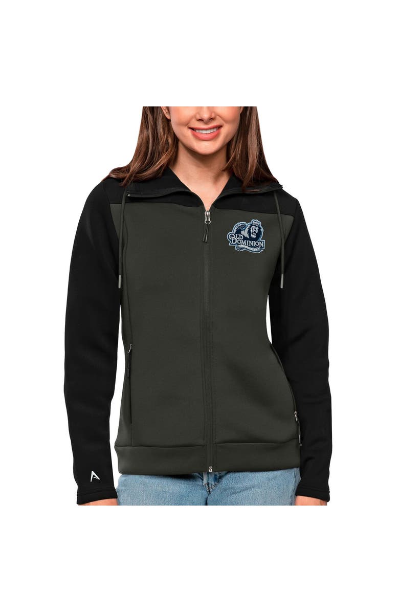 ANTIGUA Women's Antigua Black/Charcoal Old Dominion Monarchs Protect Full-Zip Jacket, Alternate, color, 