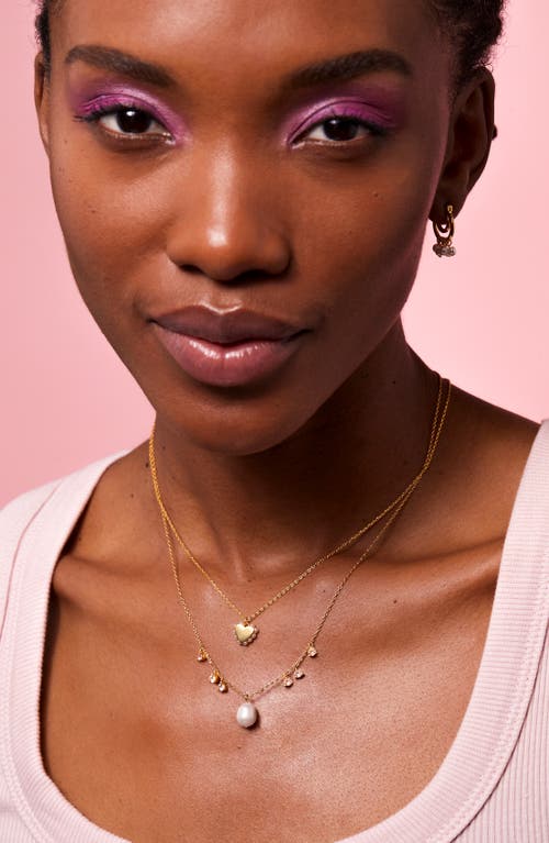 Estella Bartlett Faux Pearl & Cubic Zirconia Charm Necklace In Gold