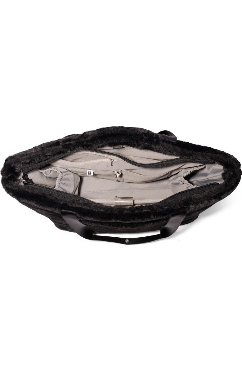 BAGGALLINI Modern Via Tote Bag, Alternate, color, Black Faux Fur