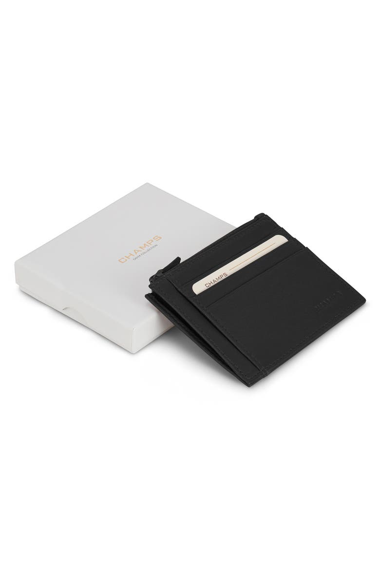Zip Leather Card Case, Alternate, color, BLACK