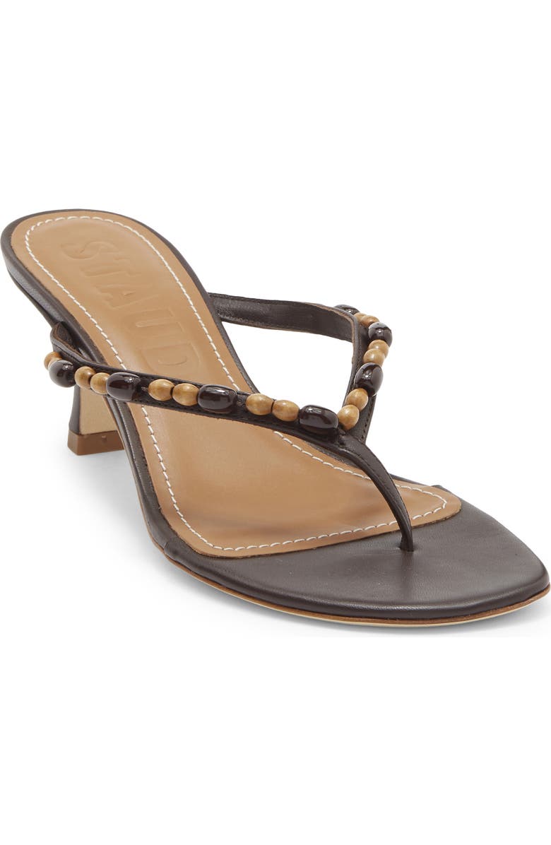 STAUD Freja Woven Thong Slide Sandal, Main, color, Wood Beads