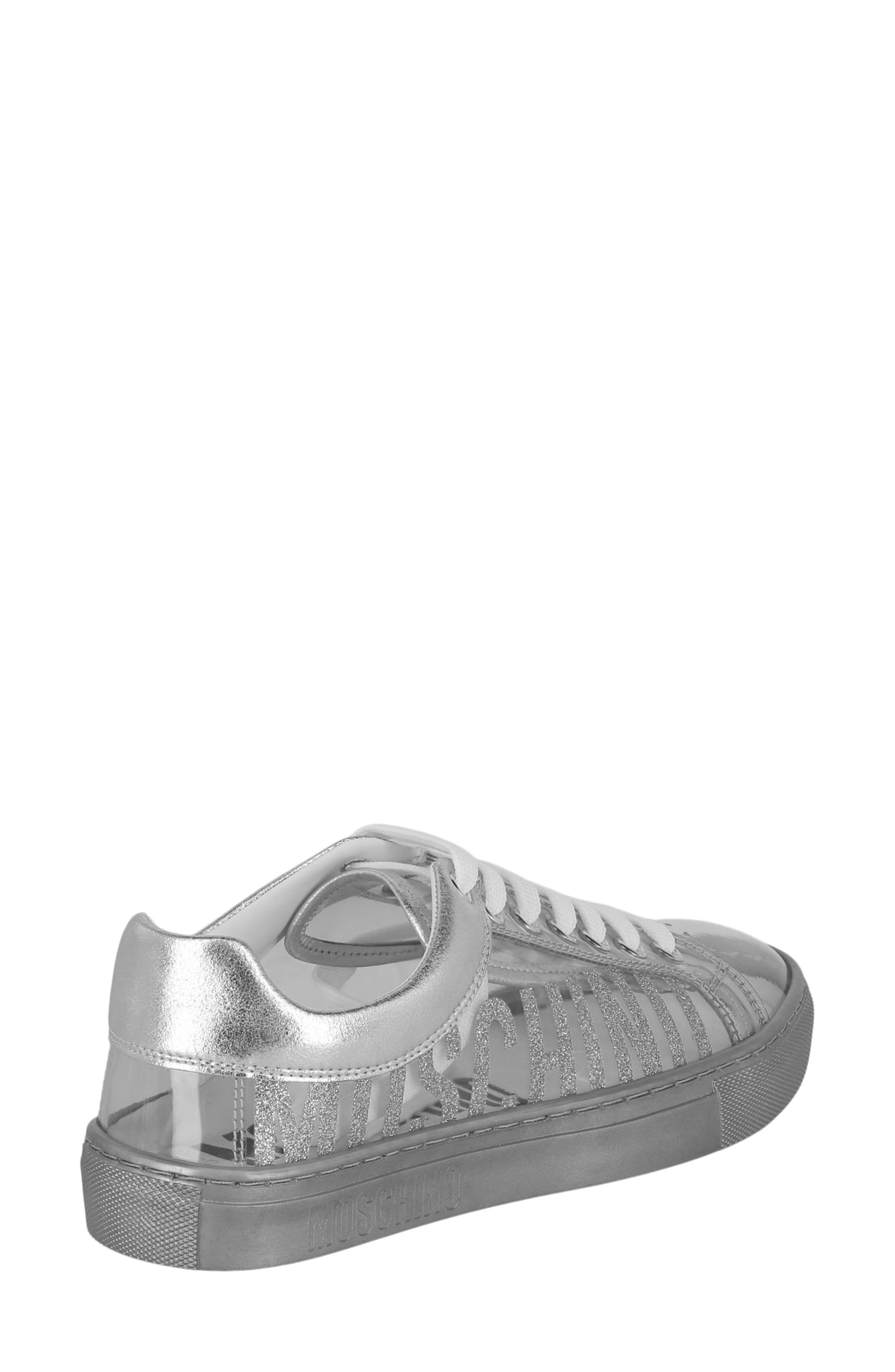 Moschino Metallic Low Top Sneaker, Alternate, color, Silver