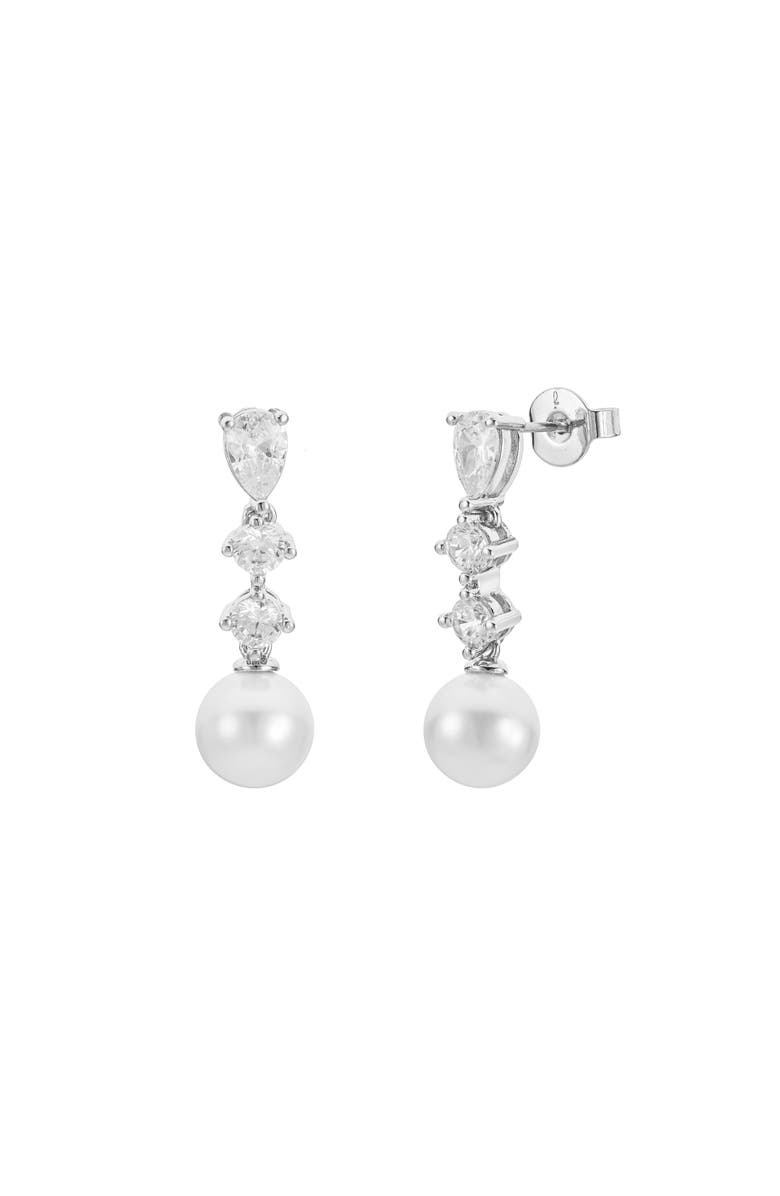 Untamed Petals Serenade Pearl and Crystal Earrings, Main, color, Silver