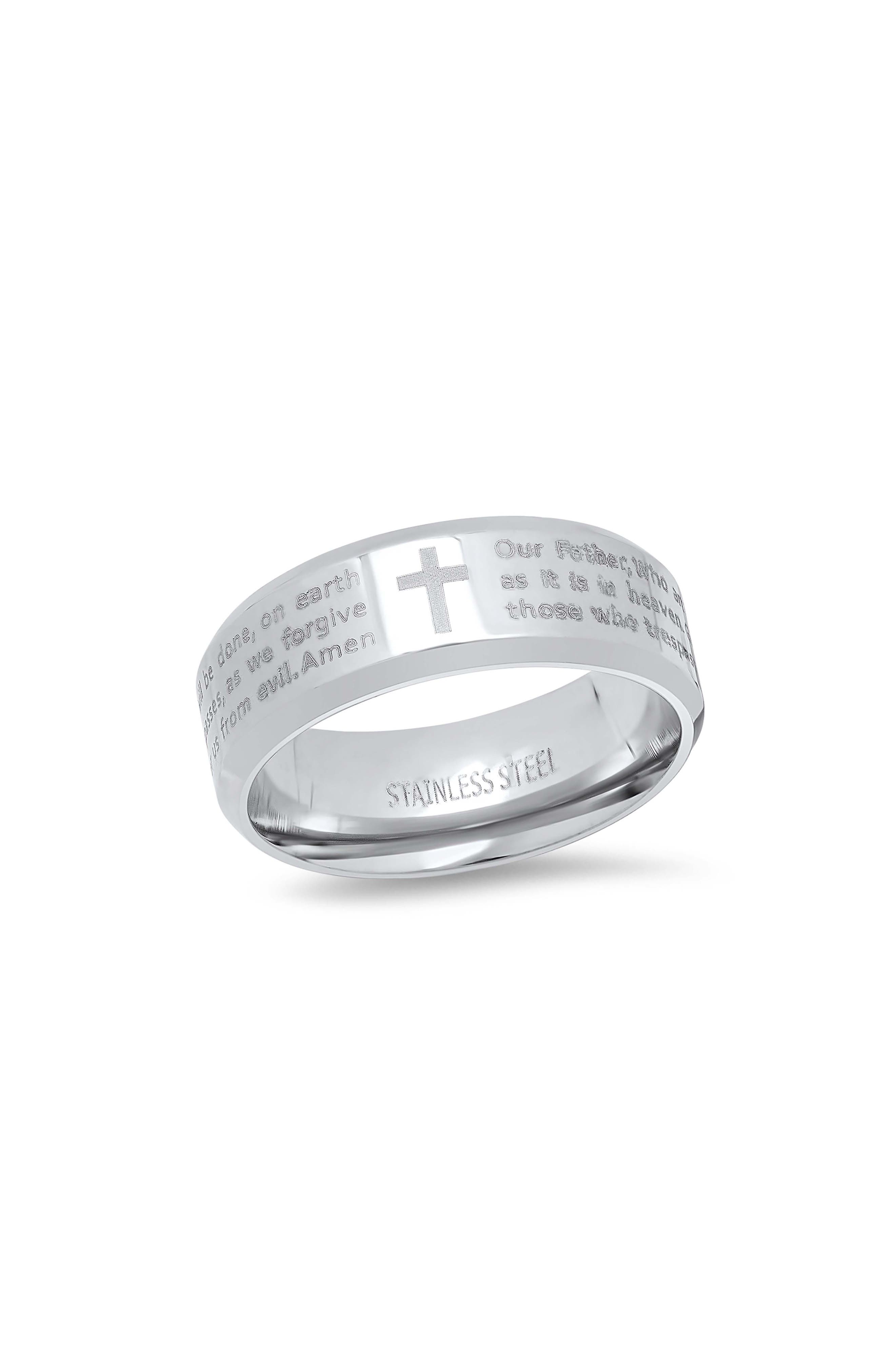Men's Two Tone Lord's Prayer Inscribed Ring