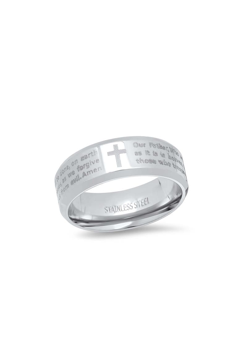 Men's Two Tone Lord's Prayer Inscribed Ring, Main, color, SILVER