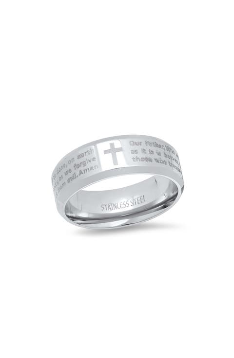 Men's Two Tone Lord's Prayer Inscribed Ring