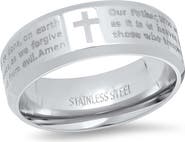 STEELTIME Men's Two Tone Lord's Prayer Inscribed Ring