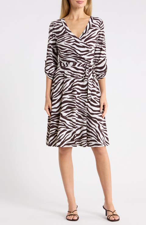 Faux Wrap Midi Dress