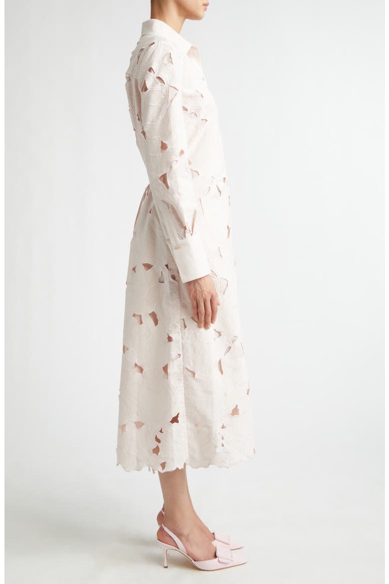 Floral Cutwork Belted Long Sleeve Poplin Shirtdress, Alternate, color, CAMEO PINK