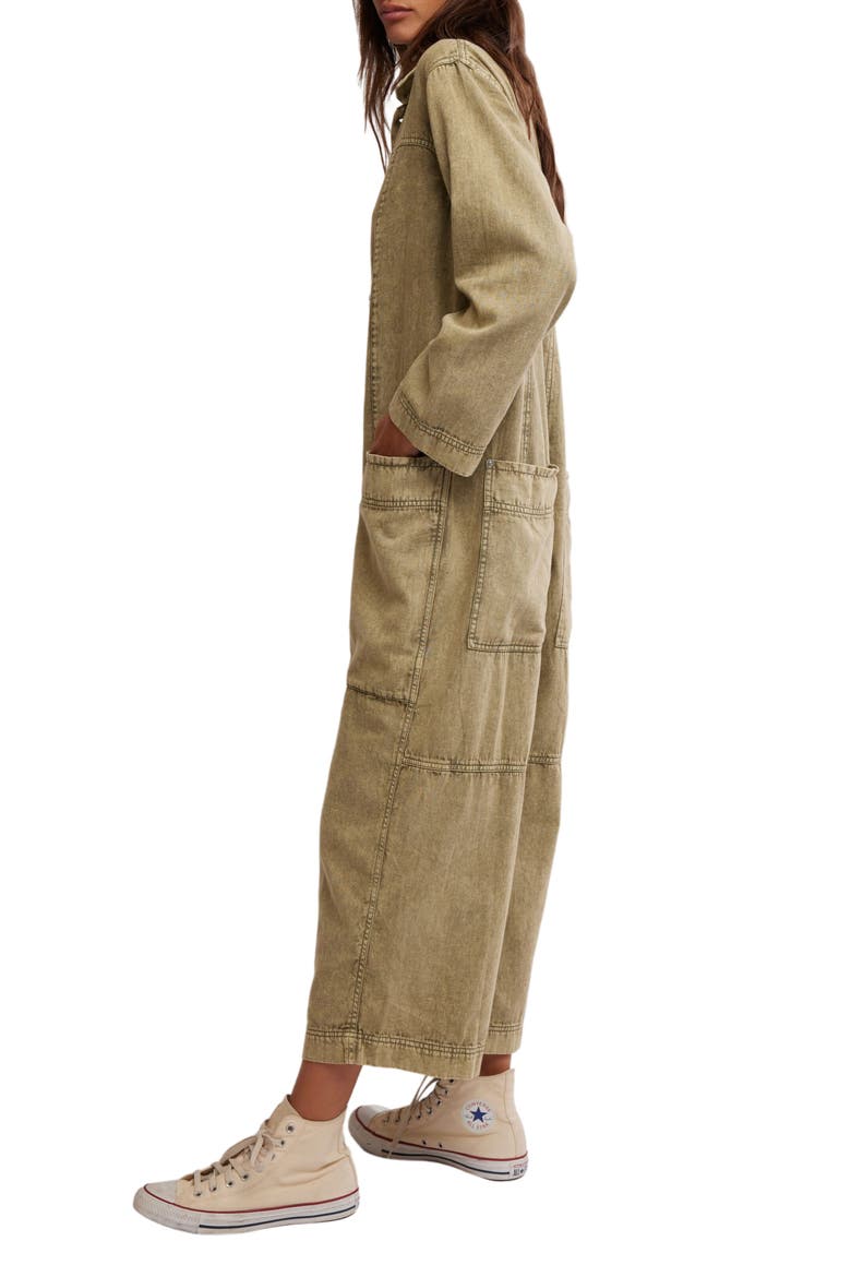 Margarita Long Sleeve Denim Jumpsuit, Alternate, color, CALLISTE GREEN