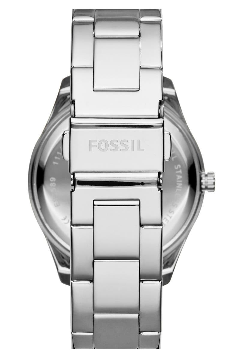 Fossil 'Stella' Crystal Bezel Multifunction Bracelet Watch, 38mm, Alternate, color, 