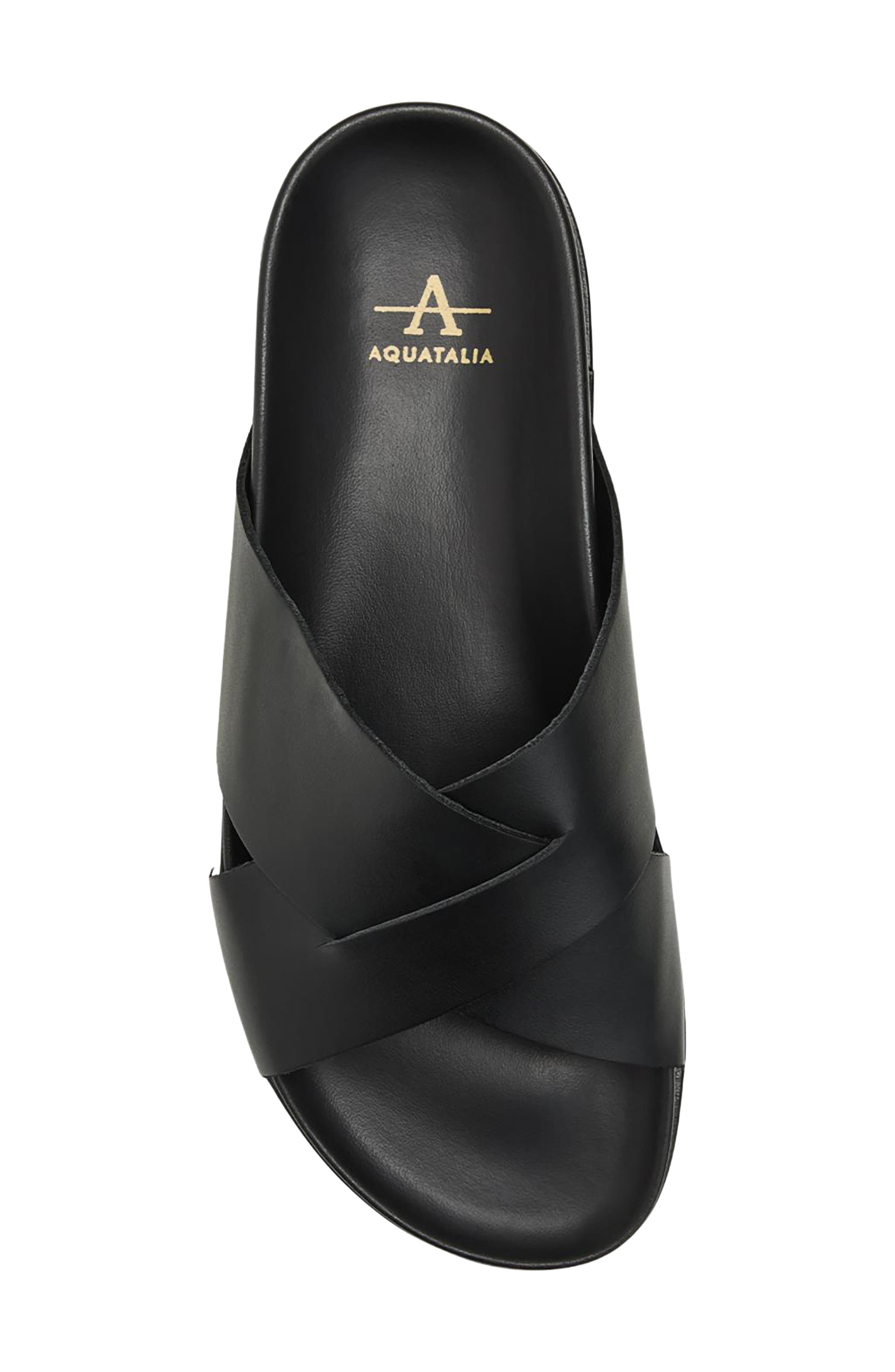 Aquatalia Bellini Weatherproof Slide Sandal, Alternate, color, Black Calf