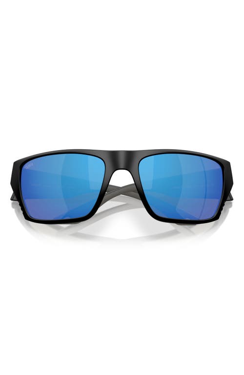 Costa Del Mar 59mm Polarized Square Sunglasses In Black/bright Blue Mirror