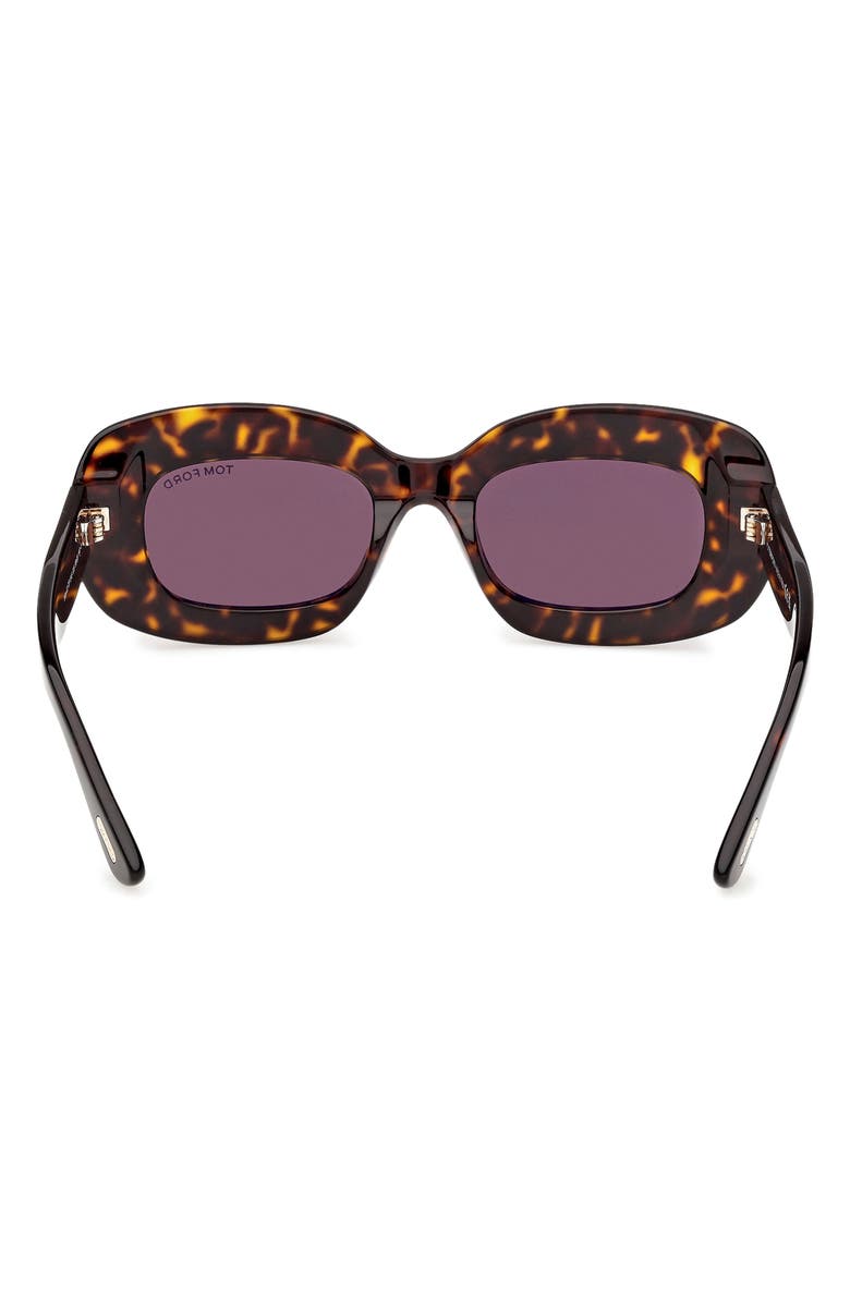 TOM FORD Islay 50mm Small Rectangular Sunglasses, Alternate, color, Dark Havana / Brown