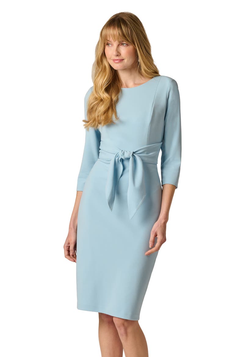 Tie Waist Crepe Sheath Dress, Alternate, color, BLUE MIST